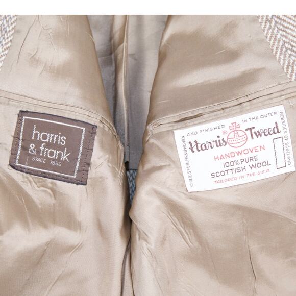 Harris & Frank x Harris Tweed Herringbone Sport Coat 42R - Picture 8 of 8